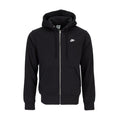 Men's black zip-front fleece hoodie with hood, kangaroo pocket, and Nike logo