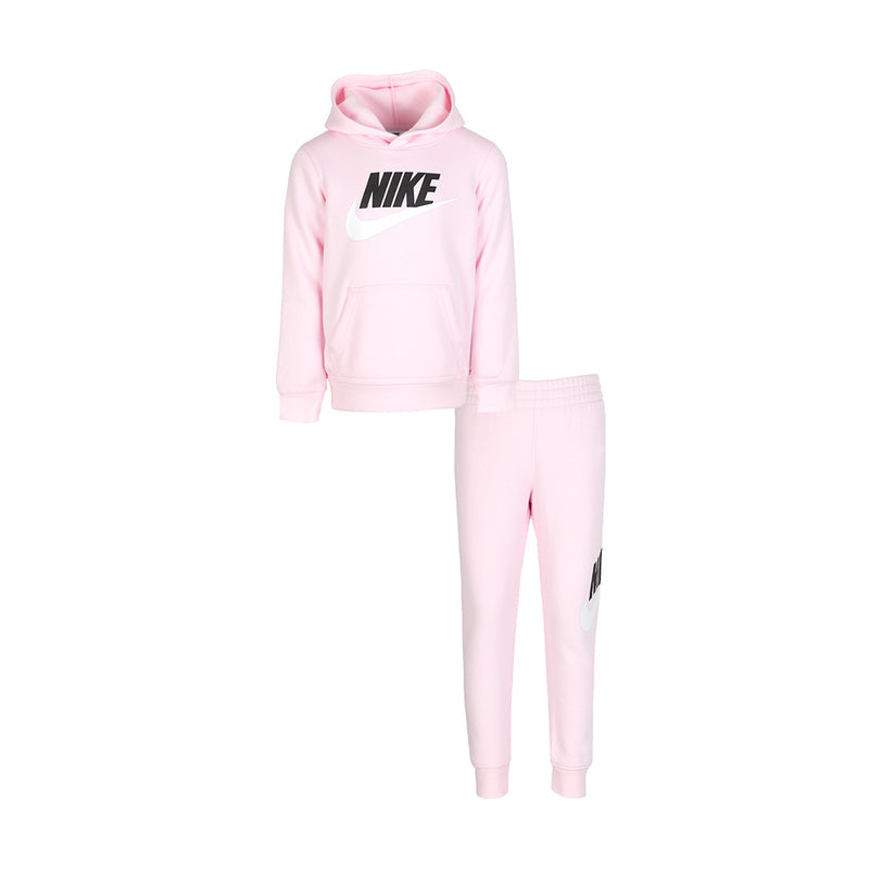 Toddler pink fleece hoodie and jogger set with NIKE logo
