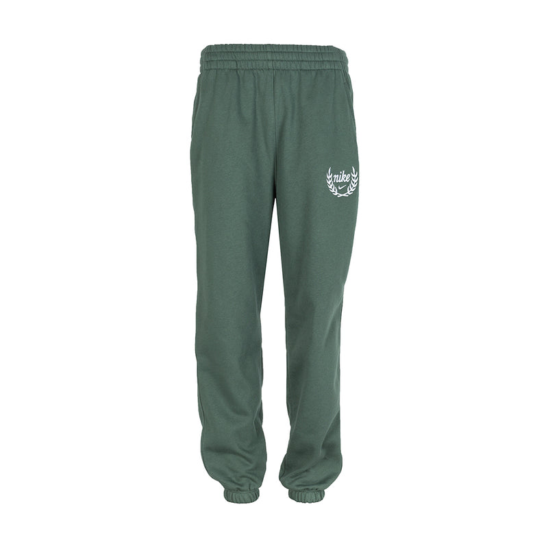 Youth loose graphic fleece pants, vintage green with white side logo