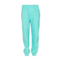 Youth loose fleece pants in light teal/turquoise with elastic cuffs and waistband
