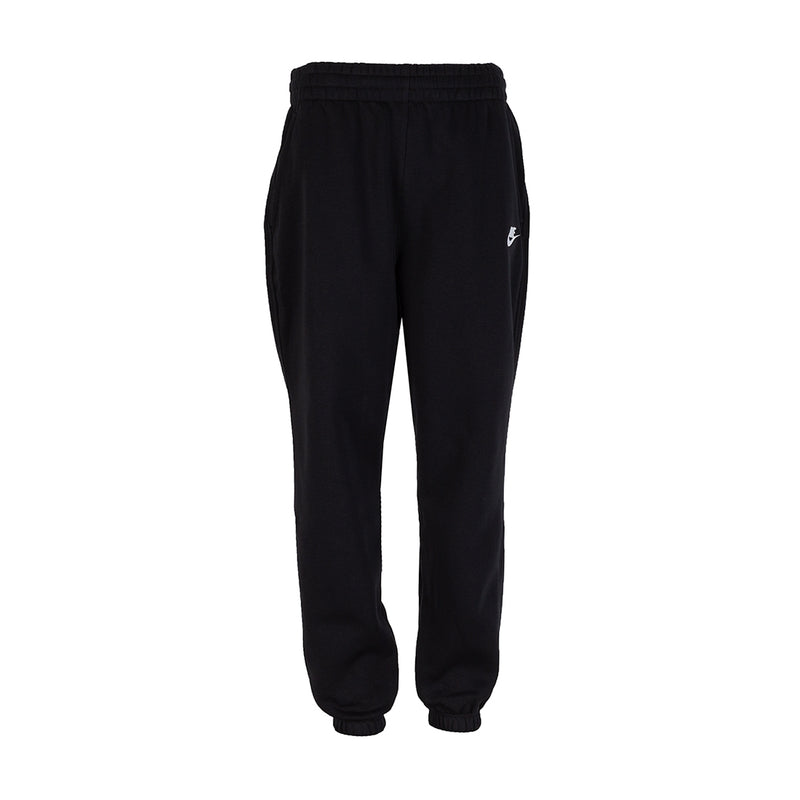 Youth black fleece loose pants with elastic waistband and ribbed ankle cuffs