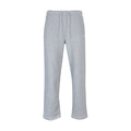 Mens grey heather fleece sweatpants with elastic waistband and drawstring hem cuffs