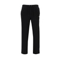 Men's black fleece open-hem pants with drawstring waist and tapered leg