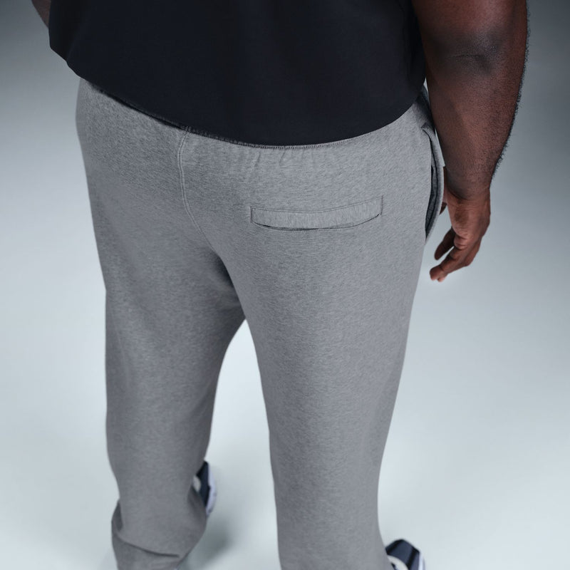 Grey heather fleece pants with side pocket and relaxed fit legs