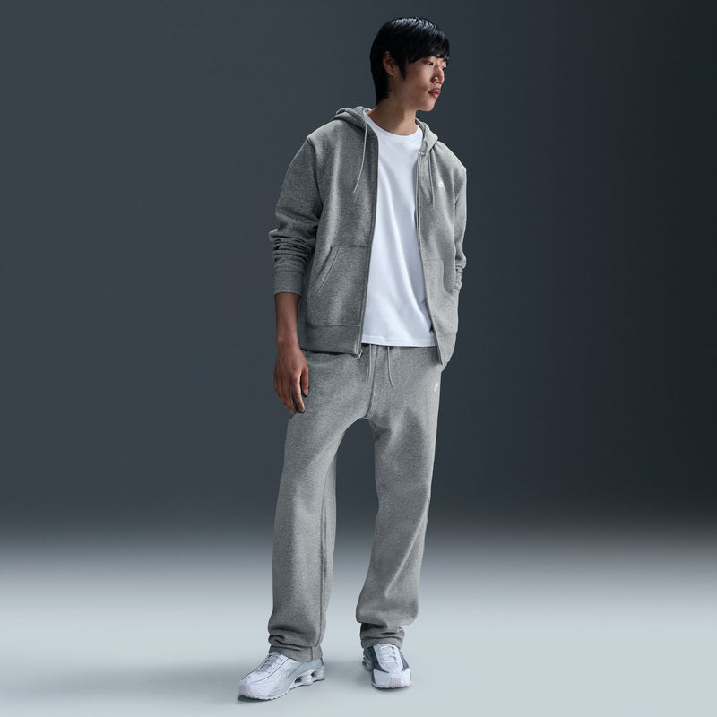 Mens grey heather lounge sweatpants with drawstring waist and open-hem cuffs