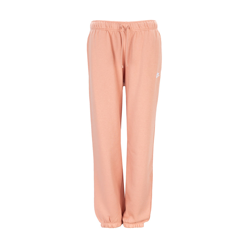 Women’s rose gold fleece jogger pants with elastic waistband and ankle cuffs