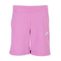 Youth light magenta sweat shorts with elastic waistband and small Nike logo