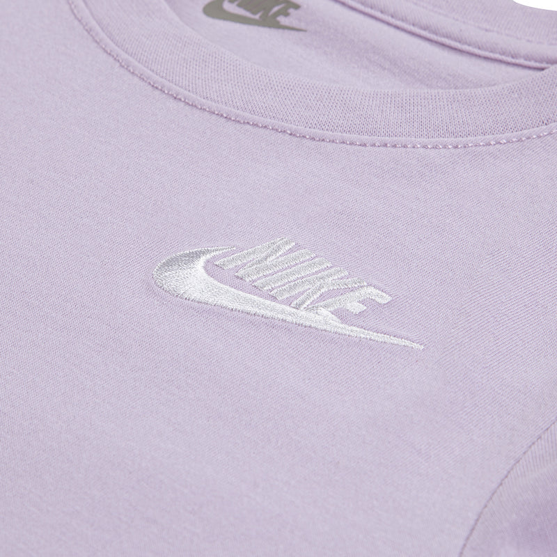 Lavender T-shirt with stitched Nike swoosh logo on chest