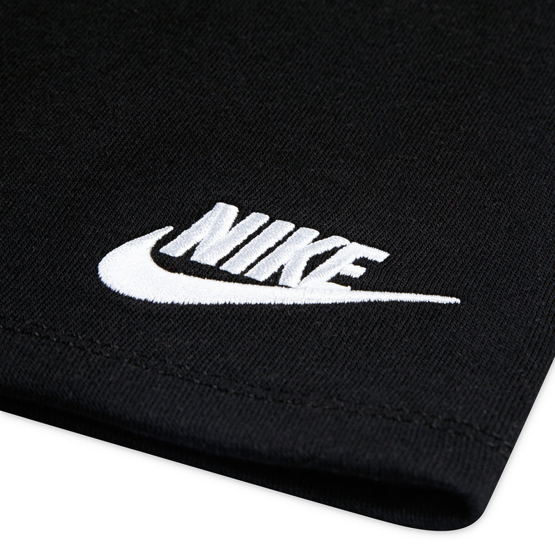 Black shorts with white Nike swoosh logo