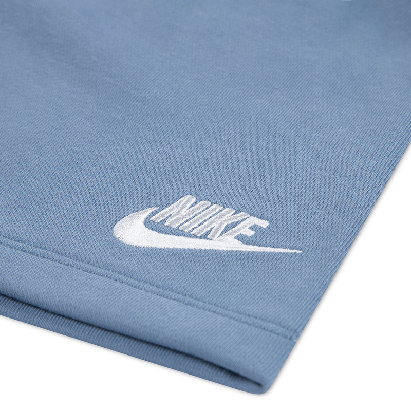 Light blue toddler shorts with Nike logo on cuff hem