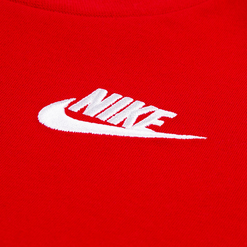 Red toddler T-shirt with white Nike logo print