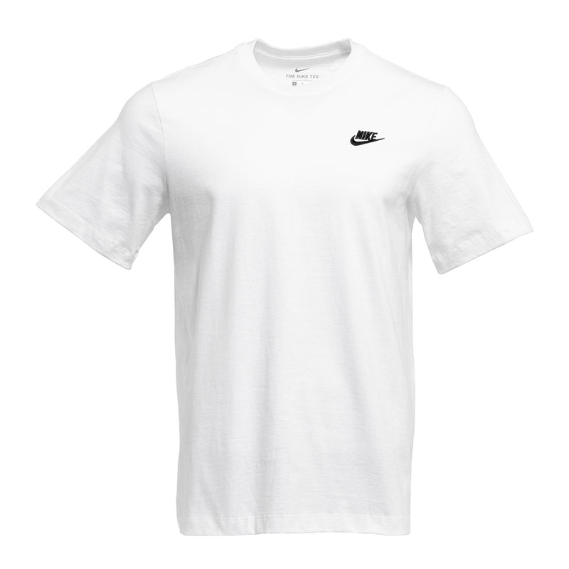 Men's white crew-neck T-shirt with small Nike logo on chest