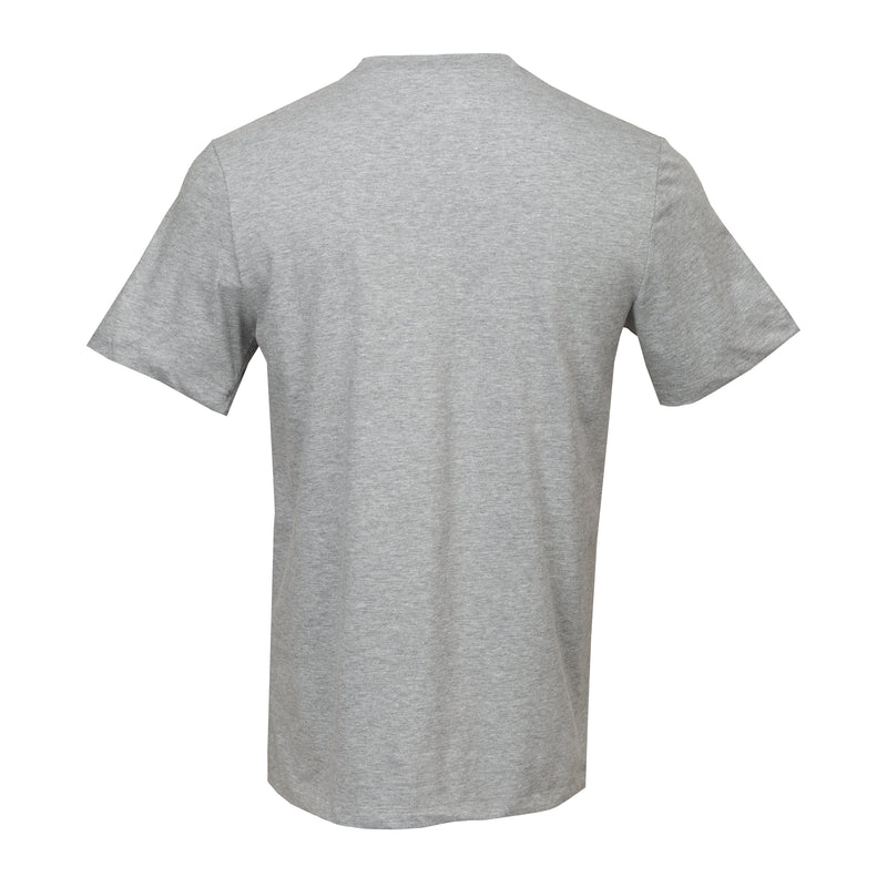 Men's heather grey Nike short-sleeve tee with crew neck, plain back