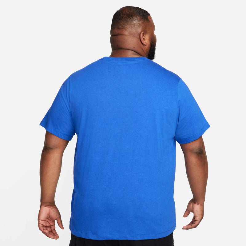 Men's royal blue crew-neck t-shirt with plain back