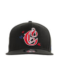 Black baseball cap with red-and-white B logo and star accents