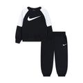 Toddler colorblock crew set, black sweatshirt with white raglan sleeves and black joggers