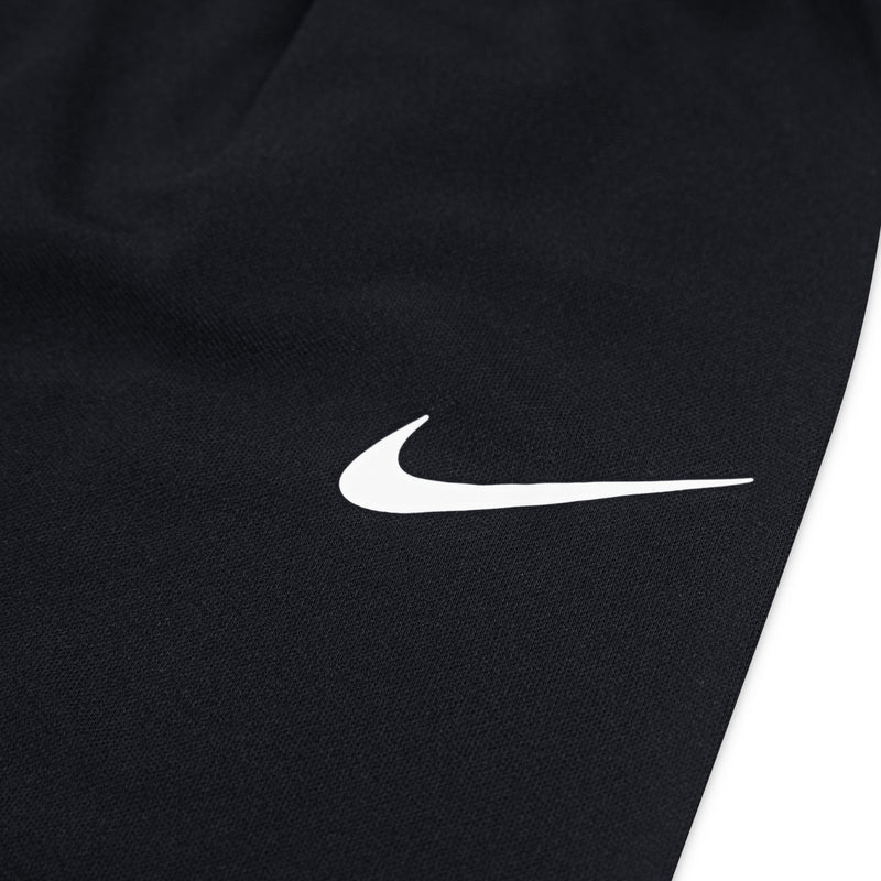 Black athletic fabric with white Nike swoosh on toddler joggers