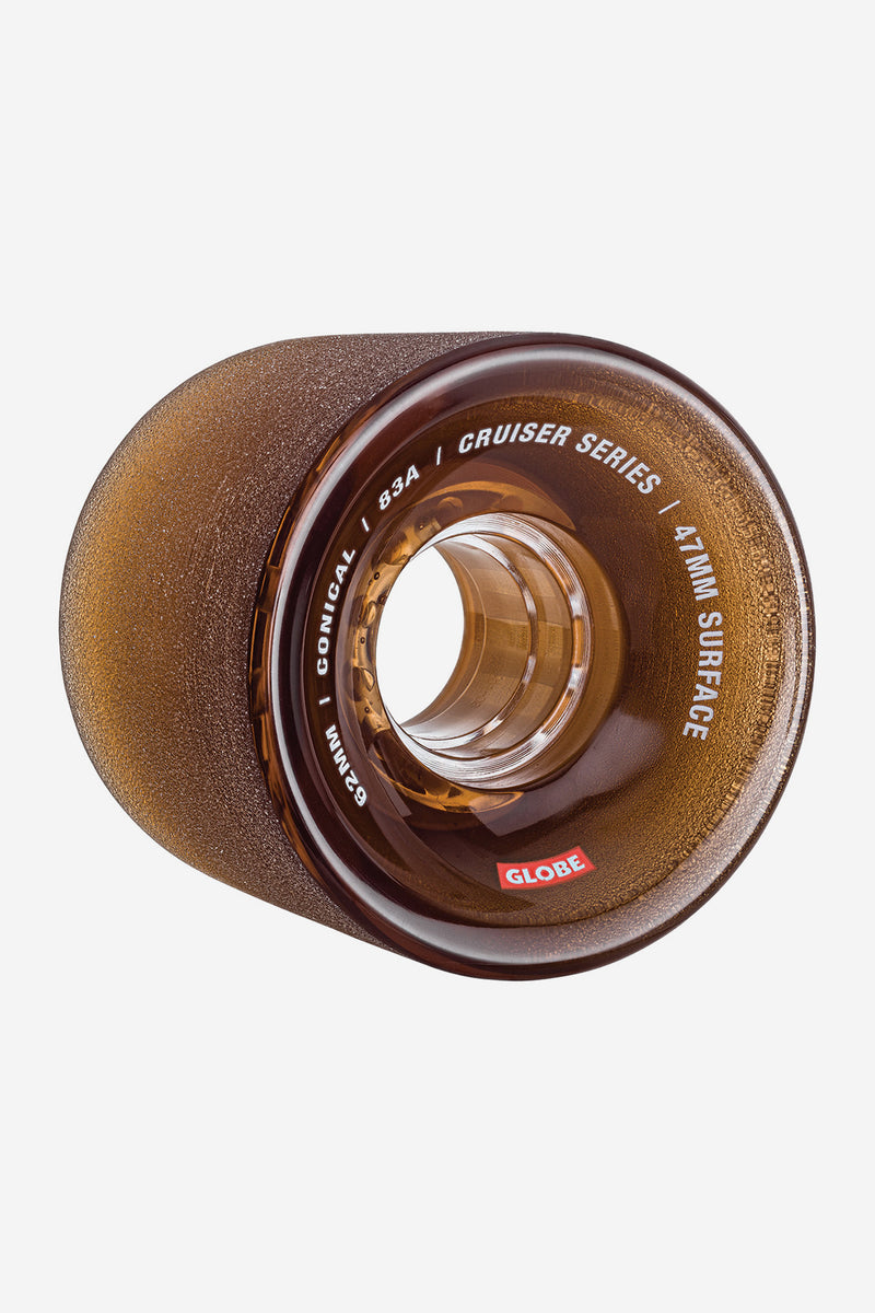 Conical Cruiser Wheel Clear Coffee 62mm with stoneground traction and visible hub