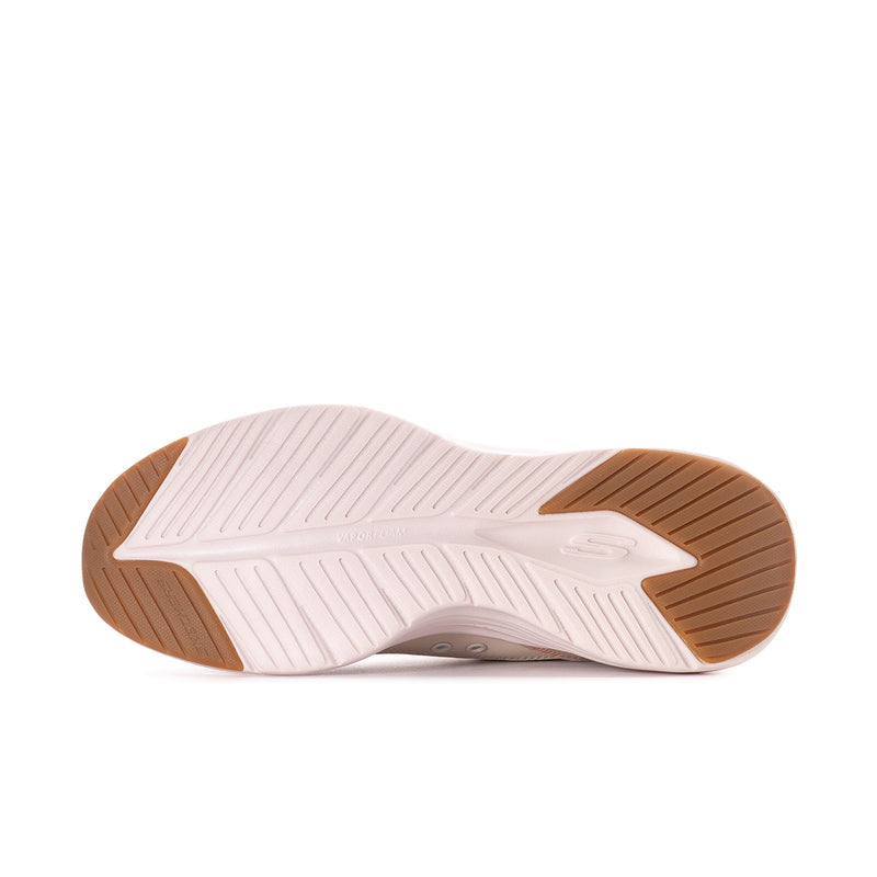 Women's sneaker outsole with light tread and brown rubber heel section