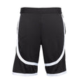Men's contrast tape shorts in dark fabric with white piping at sides and hem