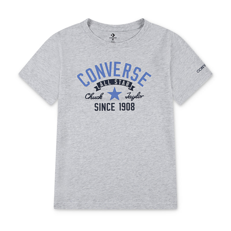 Youth heather gray Converse graphic T-shirt, crew neck, short sleeves