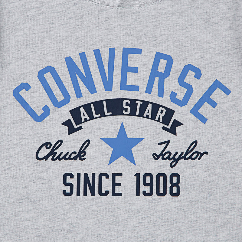 Youth heather gray Converse Arch T-shirt front graphic, crew neck