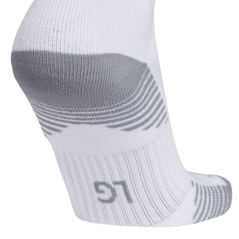 White OTC sock with gray side cushioning, black '51' mark and stripe pattern