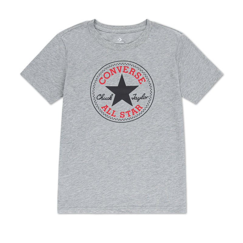 Youth dark grey heather T-shirt with Converse Chuck Taylor All Star graphic patch