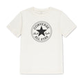 Youth off-white T-shirt with Converse All Star Chuck Taylor front patch logo