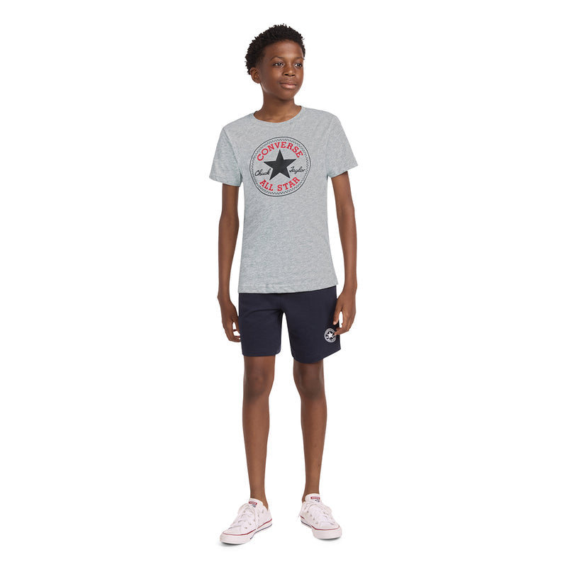 Youth dark grey heather T-shirt with Converse Chuck Taylor All Star logo at chest