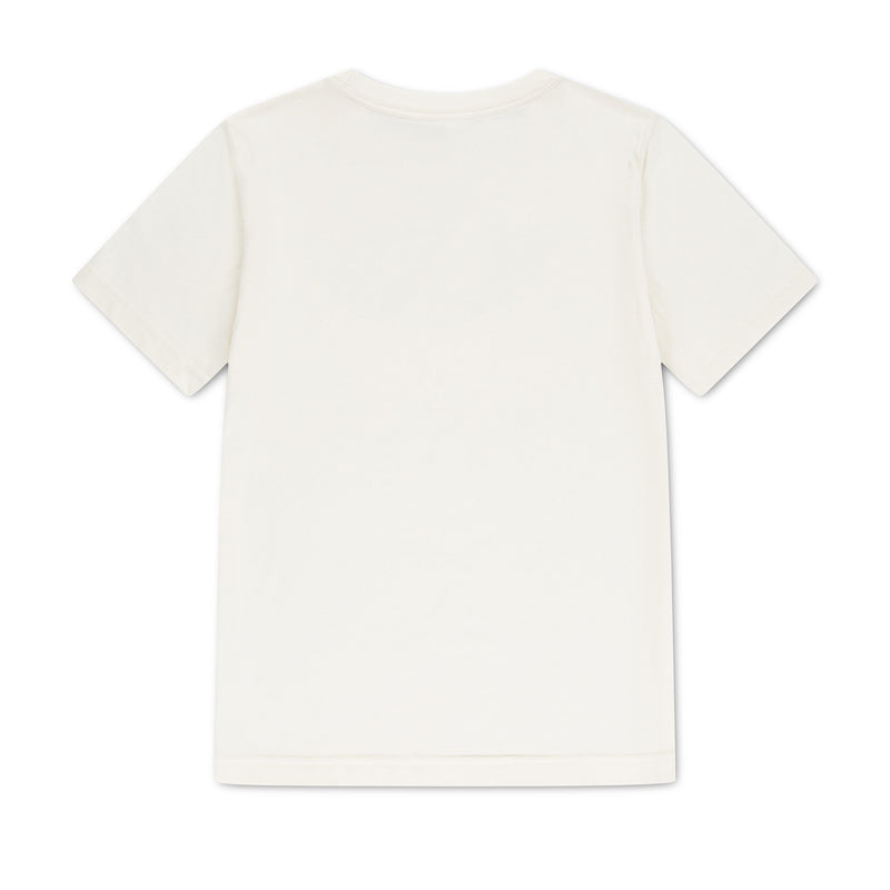 Youth off-white T-shirt, back view, plain