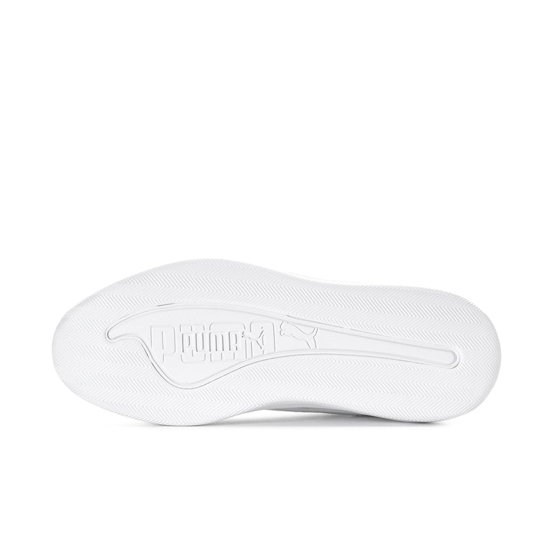 White Puma court sneaker outsole view with molded traction tread