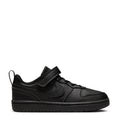 Kids black low sneakers with Velcro strap and lace-up closure, rubber outsole