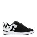 Black and white women's court sneakers with DC star logo and white side panels