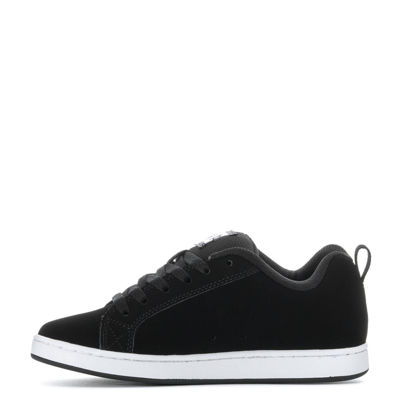 Black women's court sneakers with black laces and white midsole