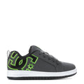 Youth court sneakers in dark grey with neon green graphic heel and side logo star