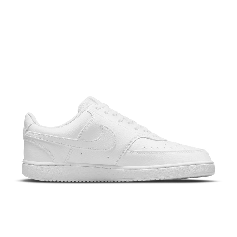 Men's white low-top sneakers with Nike swoosh and lace-up front