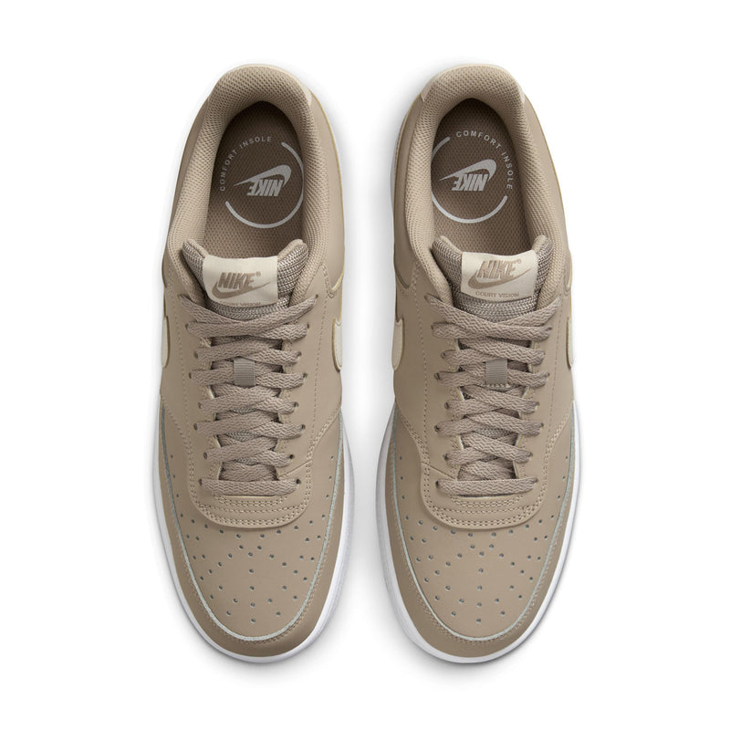 Men's low-top sneakers, light tan with lace eyelets and perforated toe box