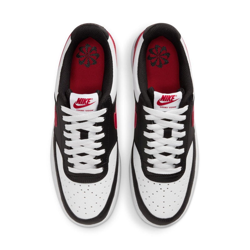 Women's sneakers with red patterned insoles and Nike branding on the tongue.