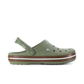 Men's Crocband clogs in olive green with vented upper and adjustable heel strap