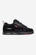 CT-4 Black Suede skate shoe side view with red pull tab and Globe label