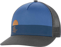Quarter turn view Men's Pistil Hats style name Davis Trucker Hat in color Navy. Sku: 0113-NAVY