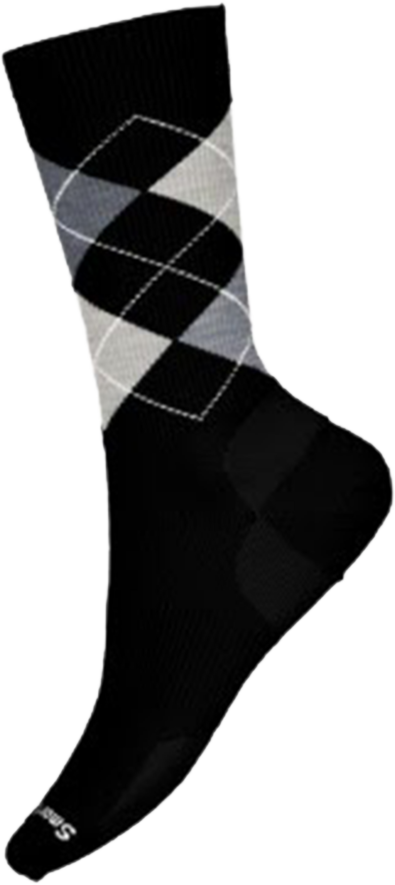 Quarter turn view Men's Smartwool Sock style name Diamond Jim Crew in color Black. Sku: SW003107001