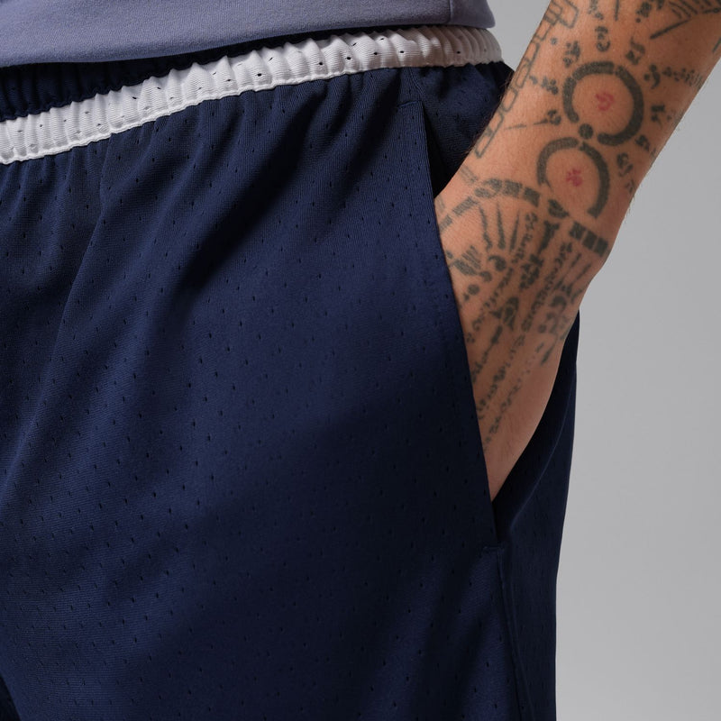 Men's midnight navy shorts with small dotted texture and elastic waistband