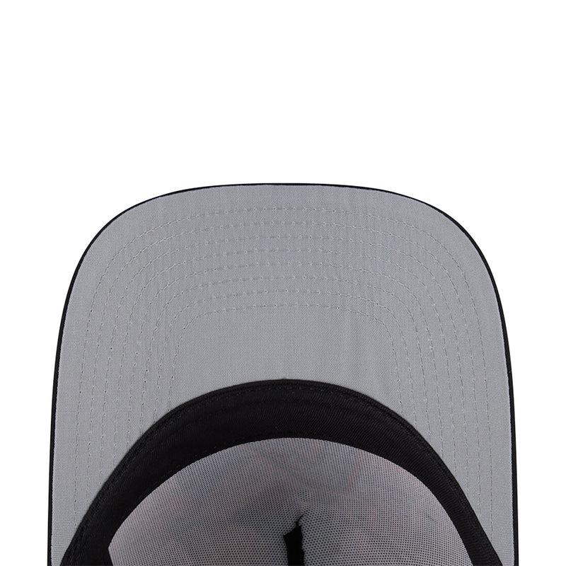 Gray cap top panel with black inner brim curve and ventilation eyelets
