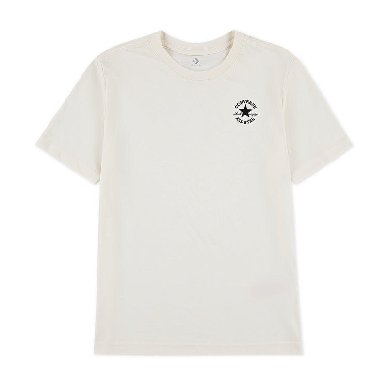 Youth off-white T-shirt with Converse All Star star logo embroidery on chest