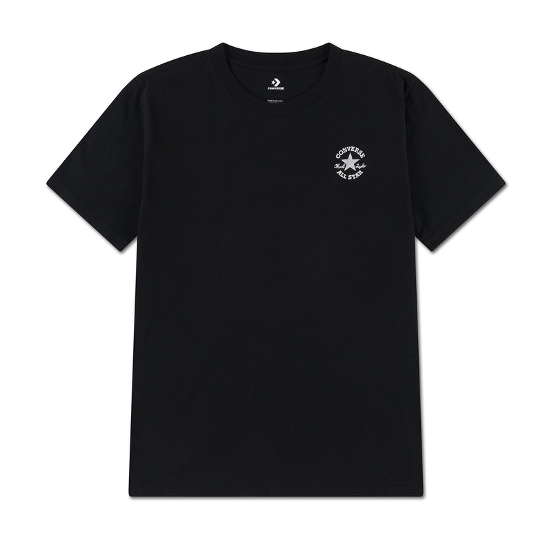 Youth black crewneck tee with embroidered Converse All Star logo on chest