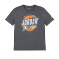 Youth iron grey T-shirt with distressed Jordan logo graphic on the front