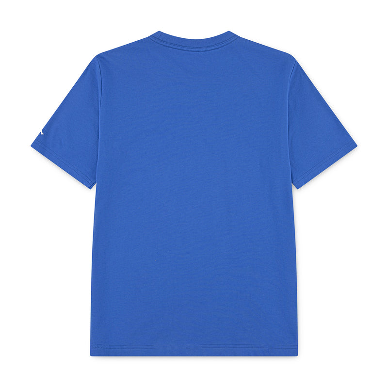 Youth blue crew-neck short-sleeve T-shirt back view