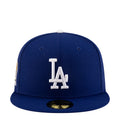 Blue Dodgers baseball cap with white LA logo on front and gold side patch